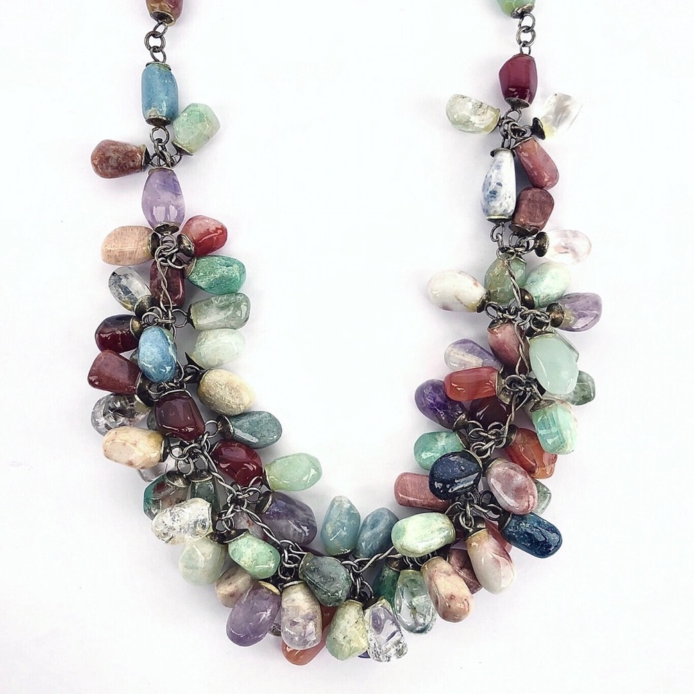 Multicolored Real Stone Beaded Necklace - Picture 10 of 10